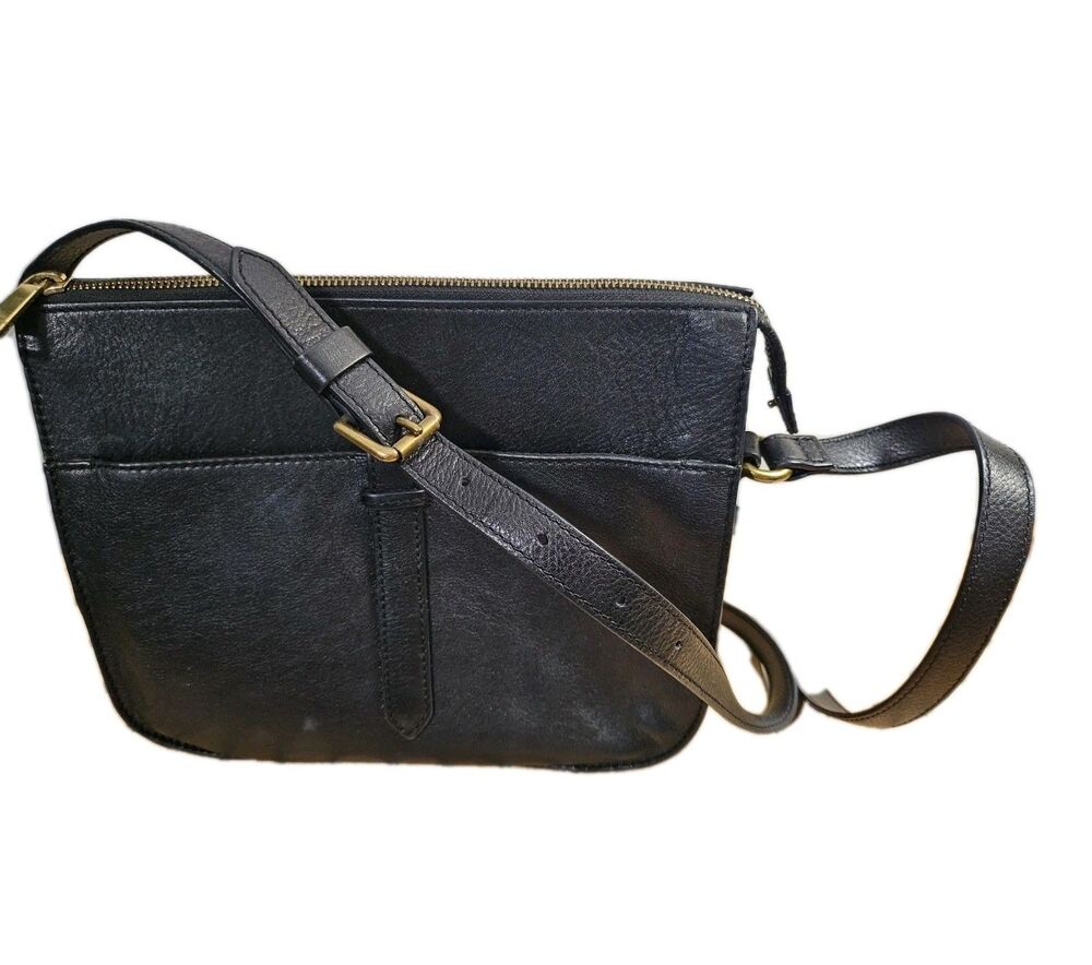 Fossil Sydney Large Crossbody Bag Black Leather. Pre-Owned Simple Minimalist